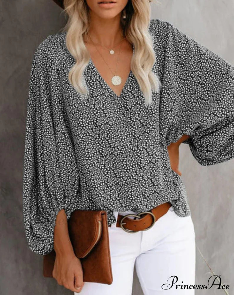 Tracy Blouse With Print Black / S Tops & Blouses