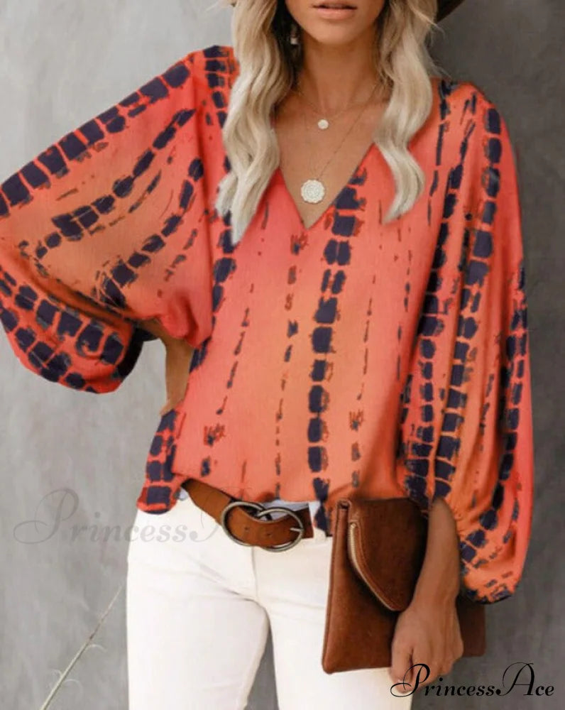 Tracy Blouse With Print Orange Tiedye / S Tops & Blouses