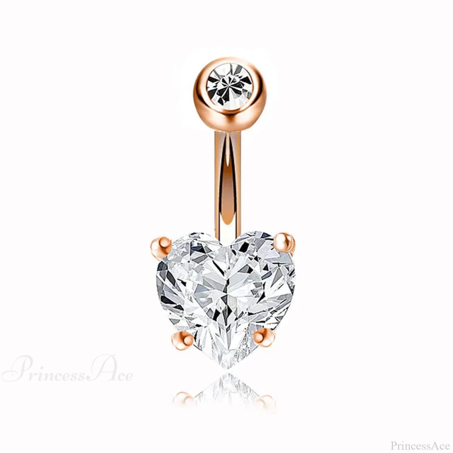 Traditional Zircon Drip Medieval Stomach Ring Rose Gold Heart 2 / CHINA