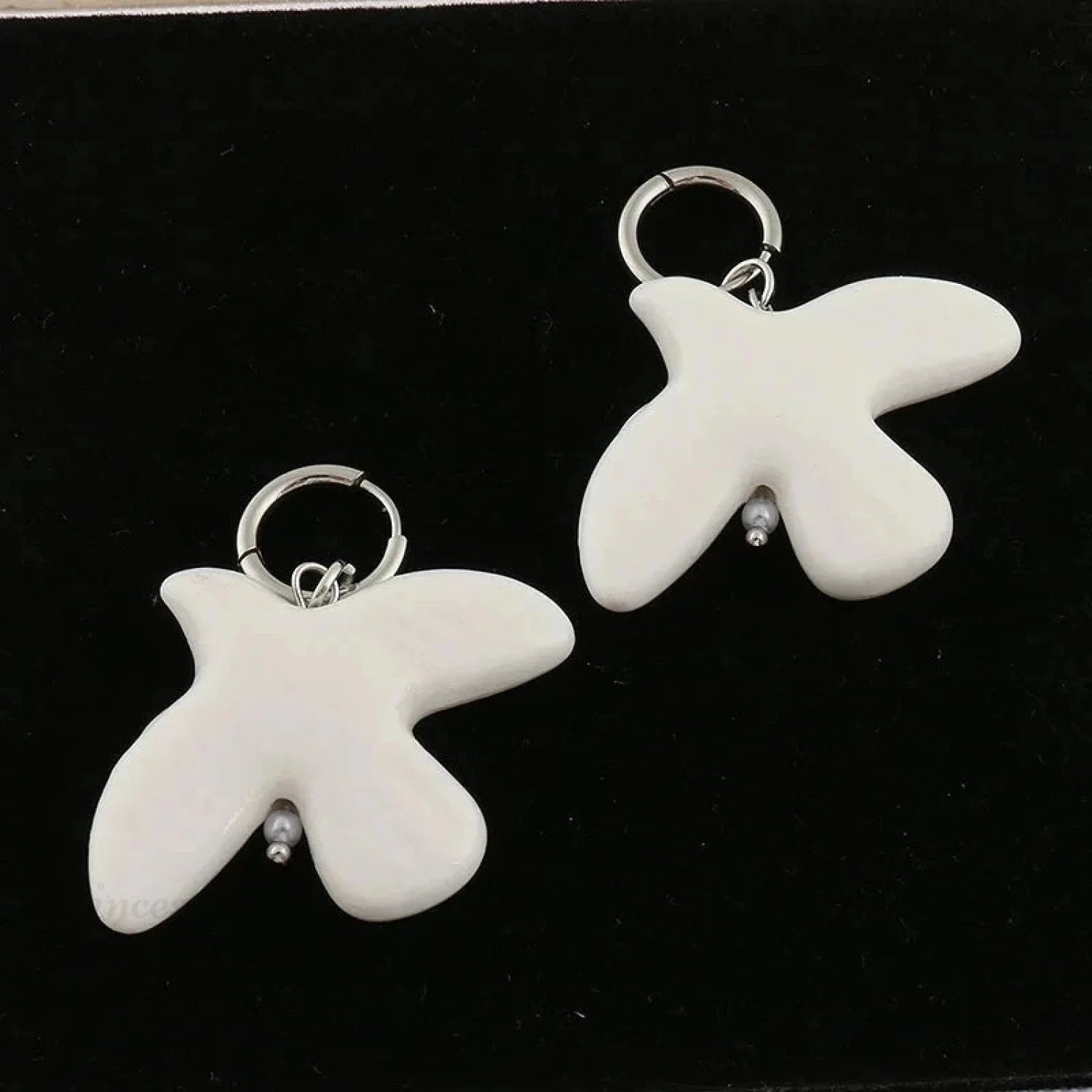Tranquil Dove Ceramic Metal Circle Hoop Earring white4