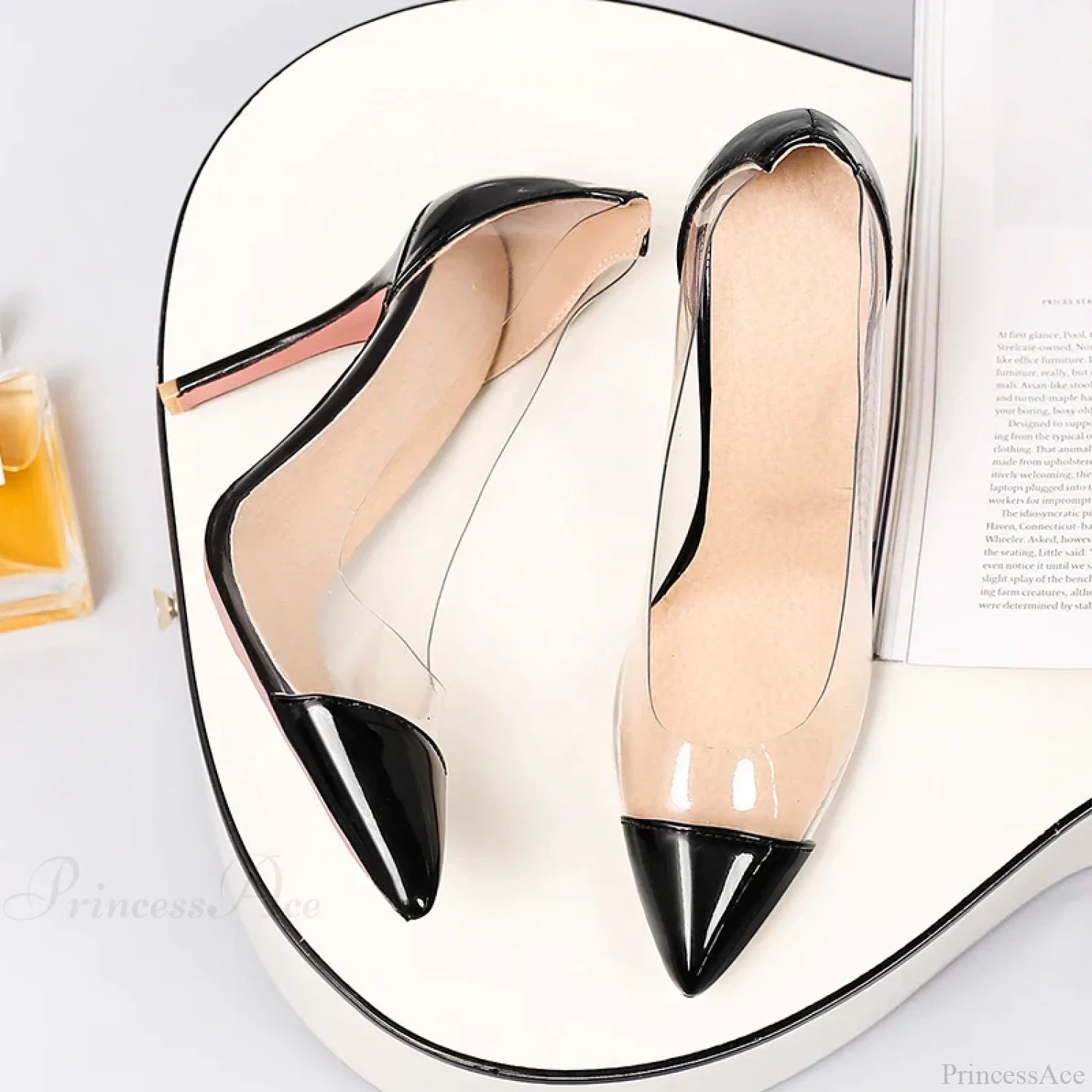 Transparent Patent Leather High Heels Versatile Elegant Sexy Stiletto Extra Large Size Sandals Heel