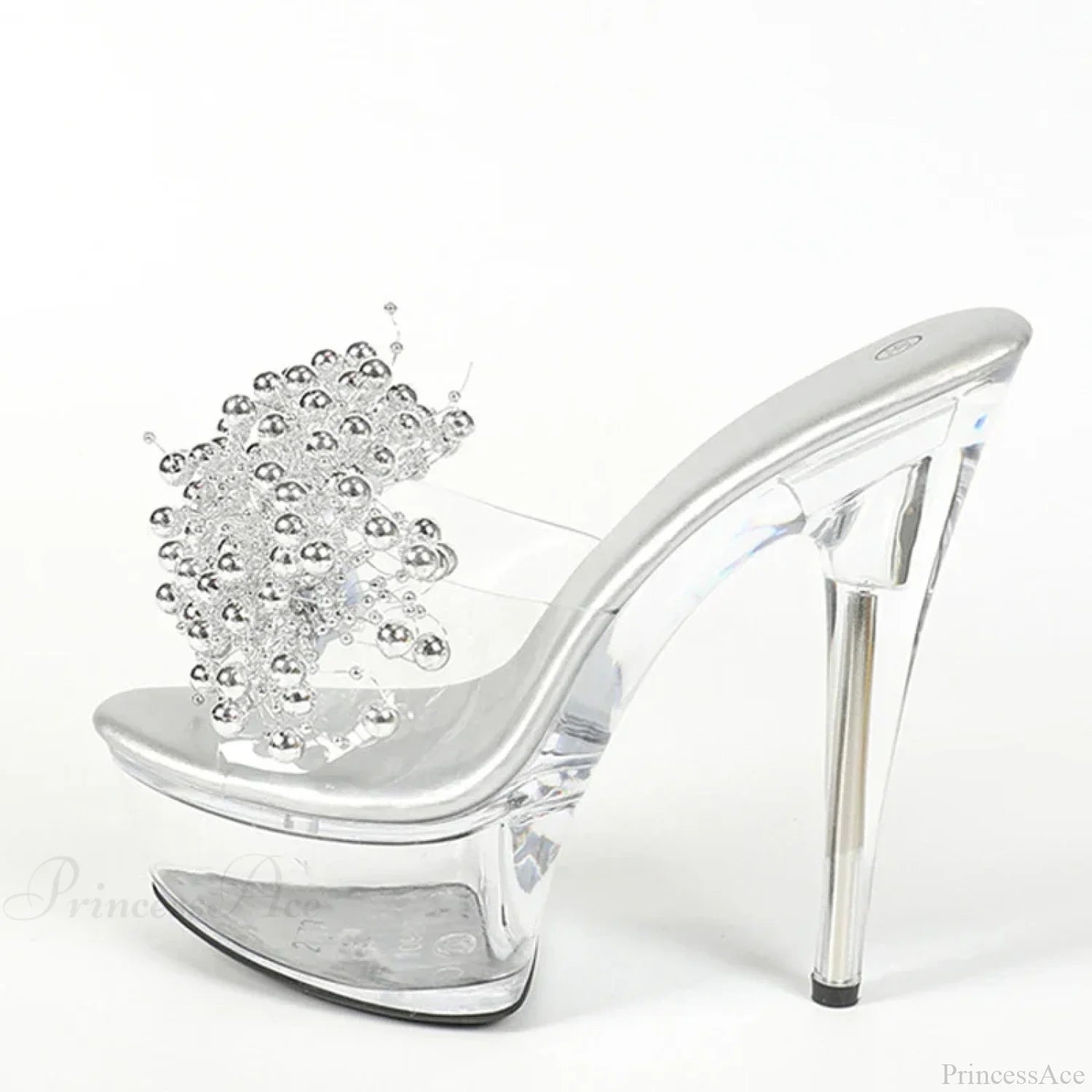 Transparent Slippers Silver Pearl Designer Sexy Open Toe Clear High Heels Platform Sandals Heel