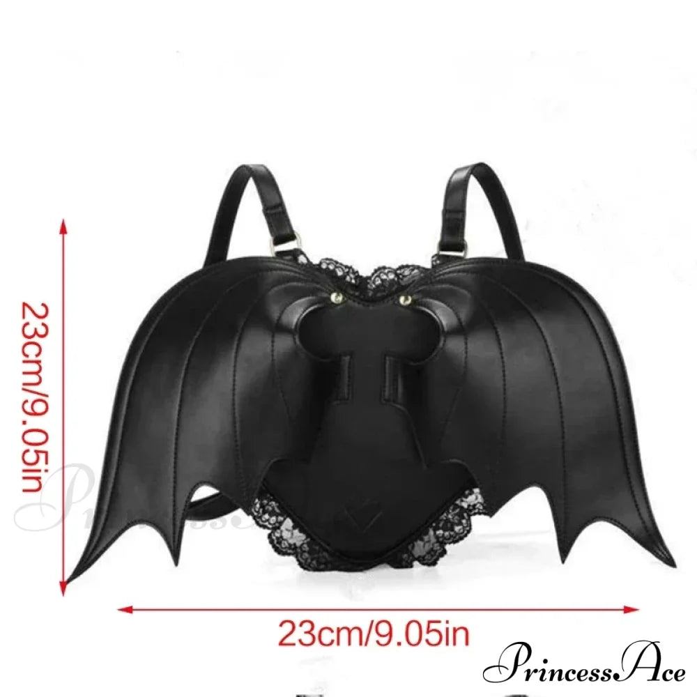 Trendy Bat Wing Lace Pu Gothic Shopping Dating Daypack Backpack Bag Halloween