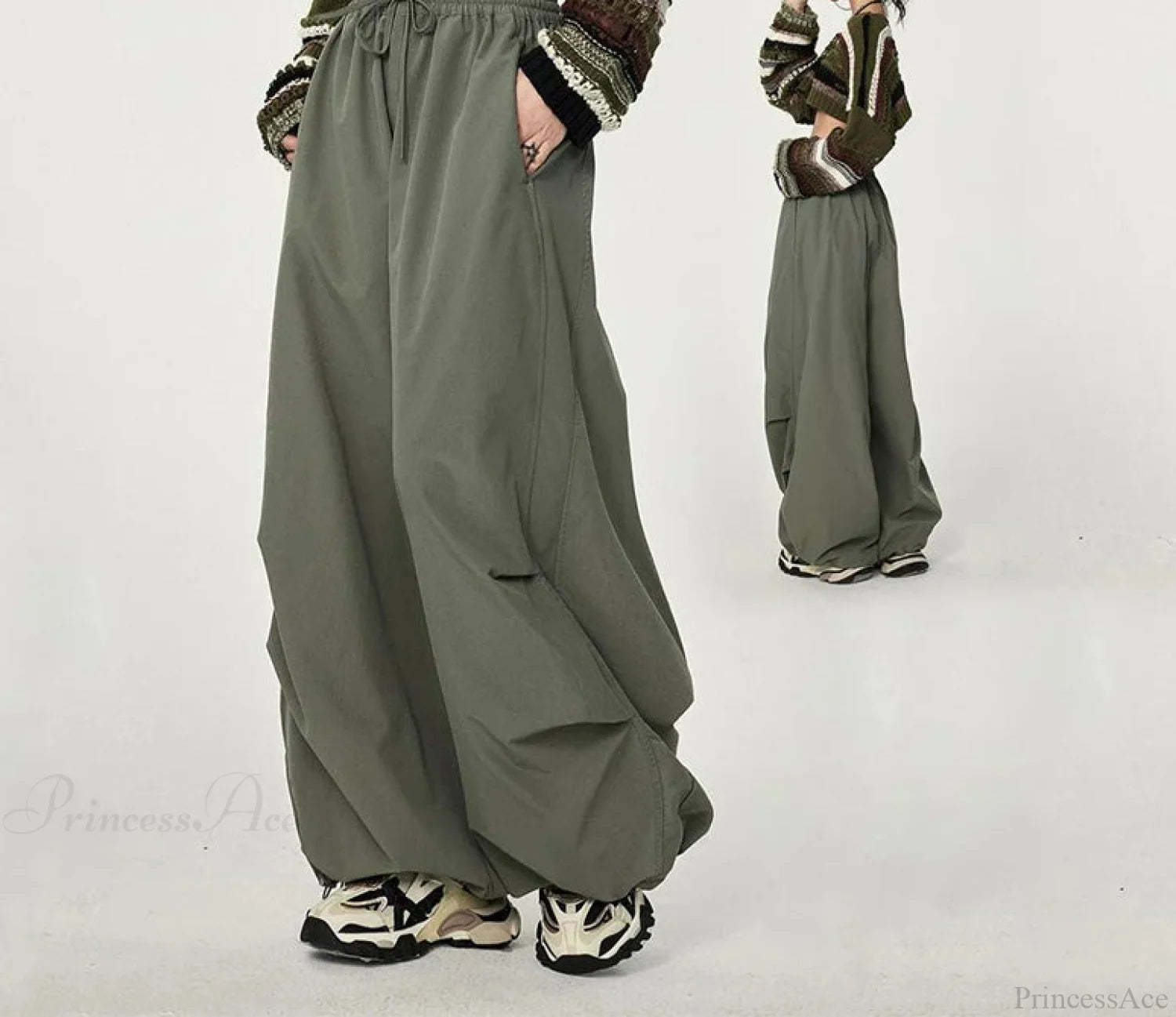 Trendy Loose Workwear Cargo Pants Green / S (35-45KG)