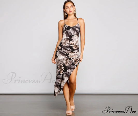 Tropical Dream Asymmetrical Maxi Dress - Lady Occasions