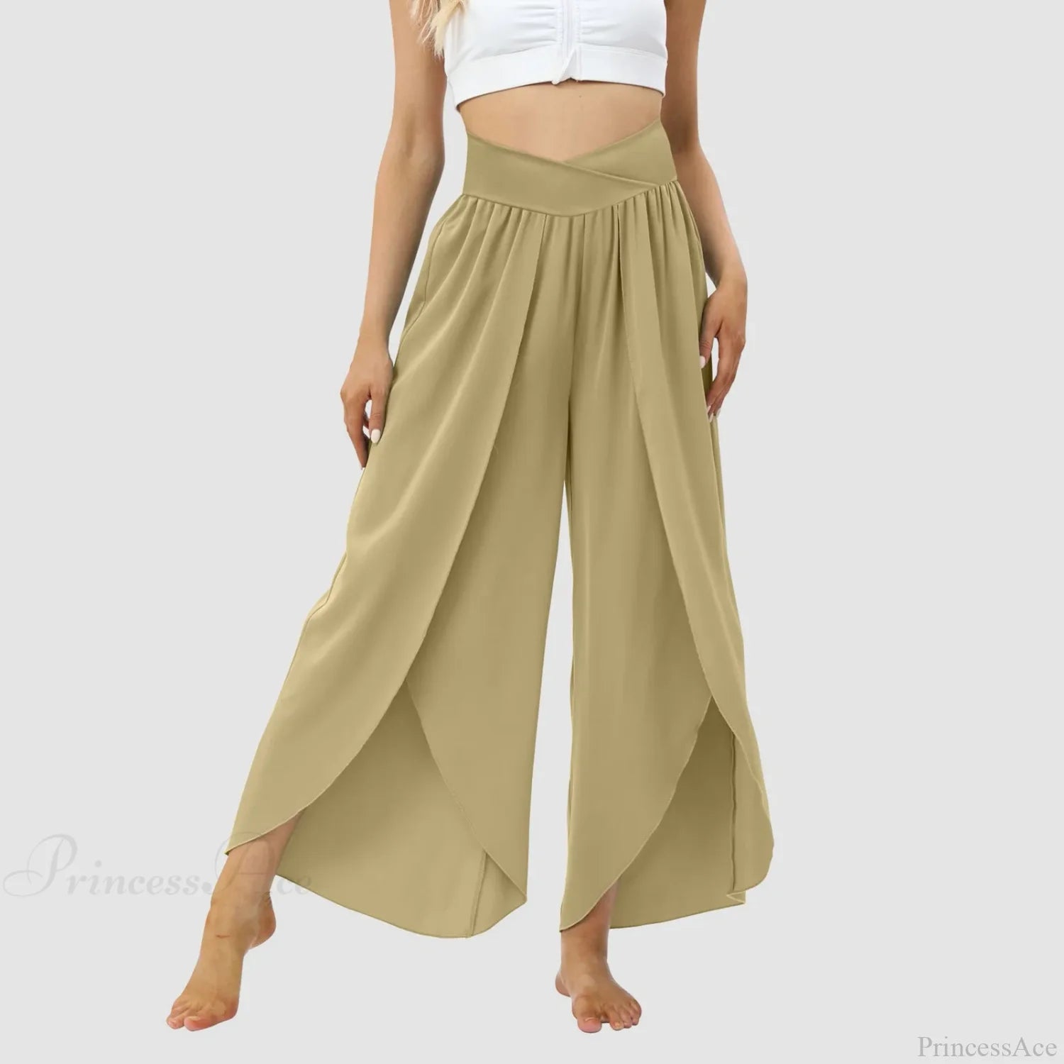 Tulle Ruffled Pleated Summer Pants Mint Green / S