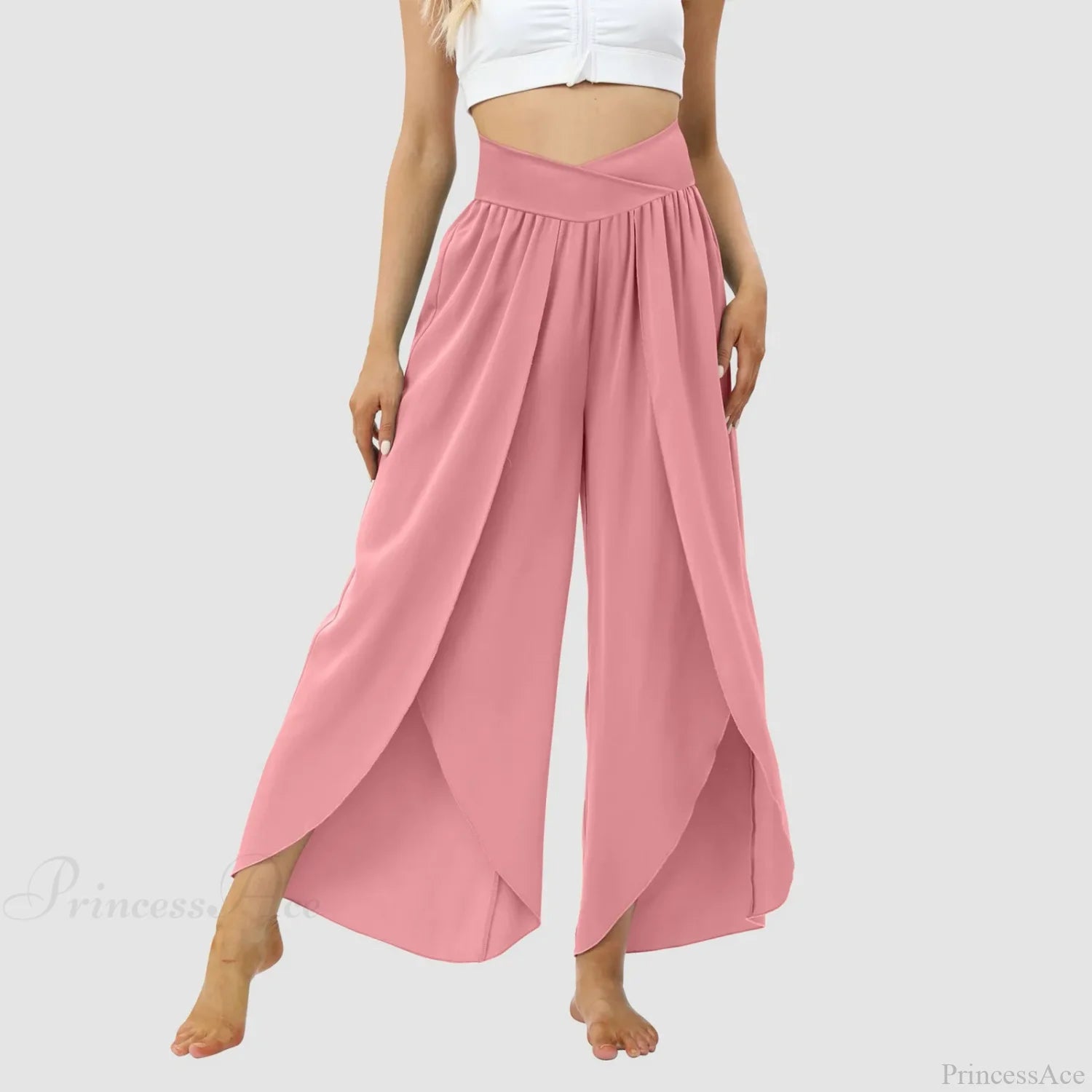 Tulle Ruffled Pleated Summer Pants Pink / S