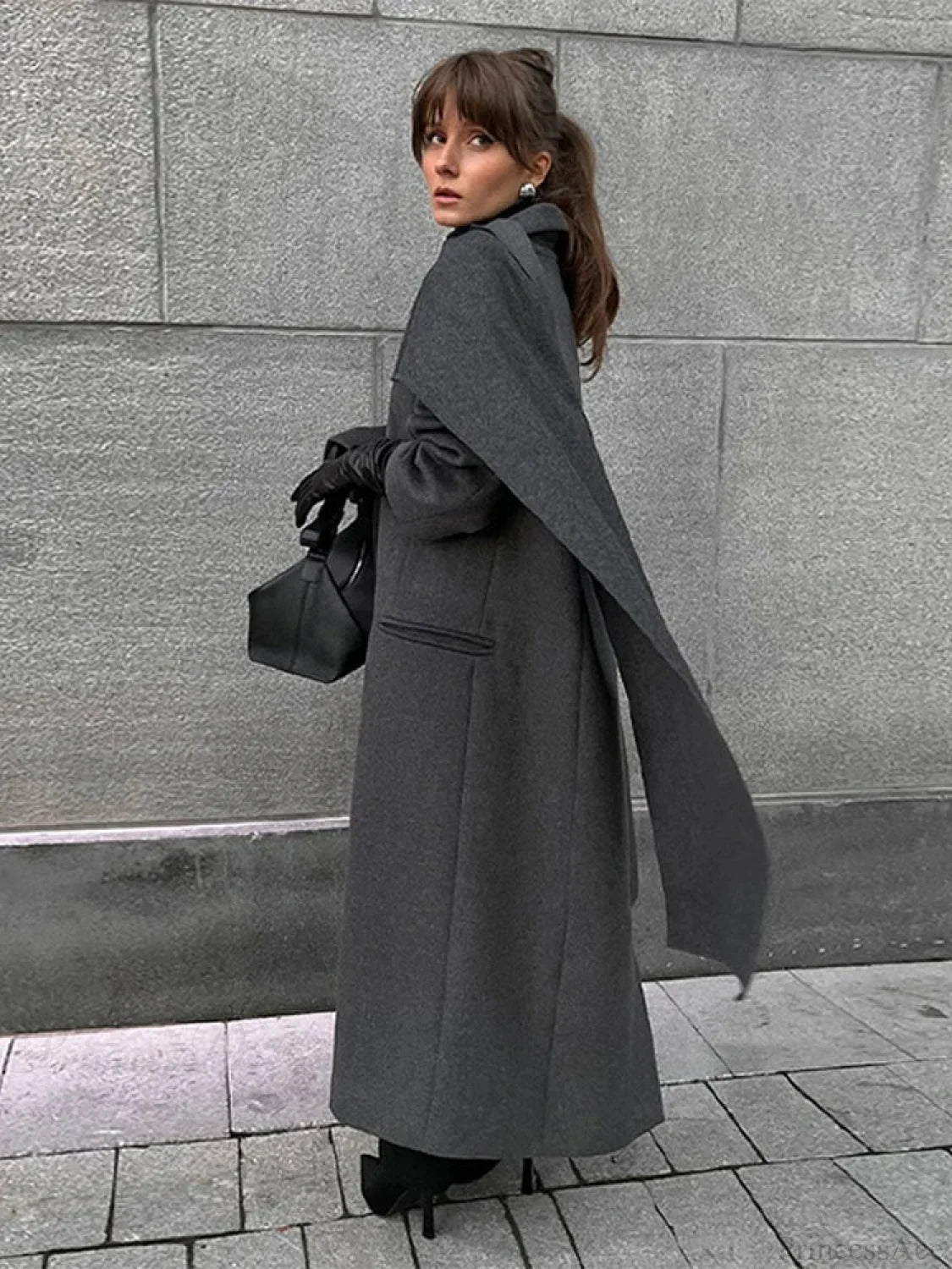 Turn-Down Collar Double-Breasted Overcoat