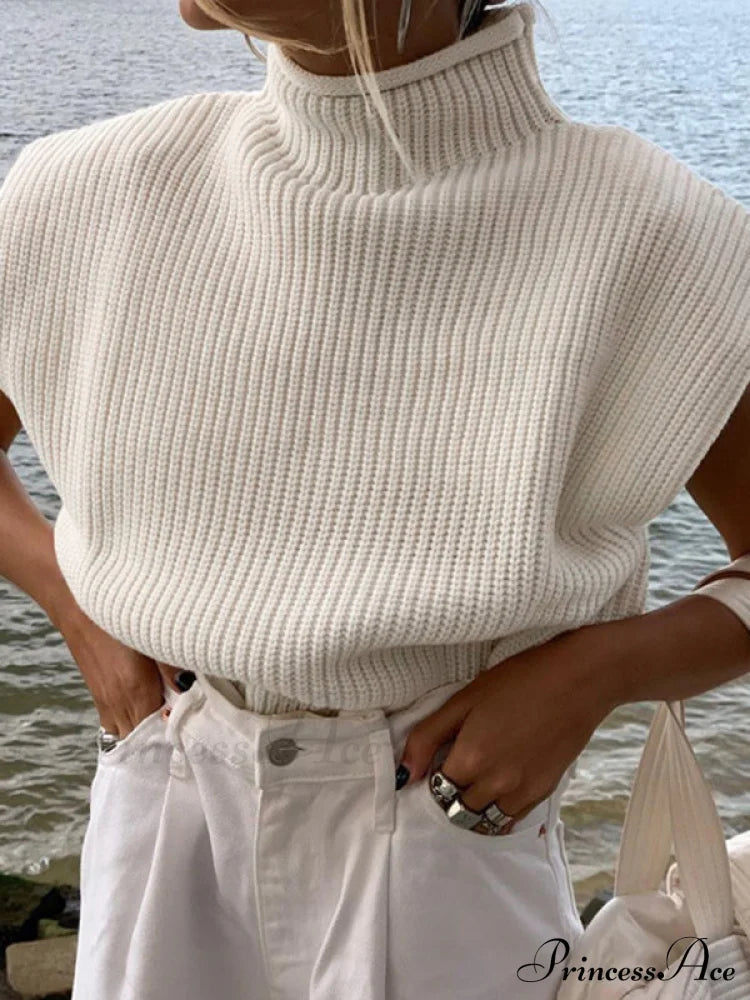 New solid color sexy turtleneck short-sleeved sweater top White clothes shirt shirts short sleeve top tops