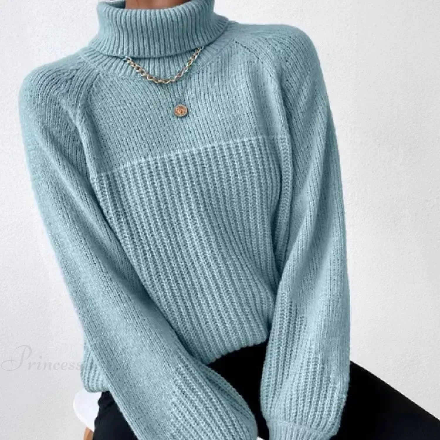 Turtleneck Cross Jacquard Sweater