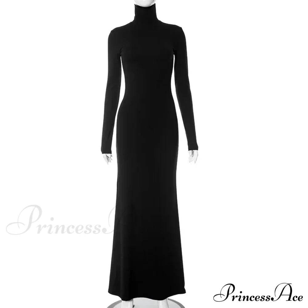 Turtleneck Sleeve Maxi Dress