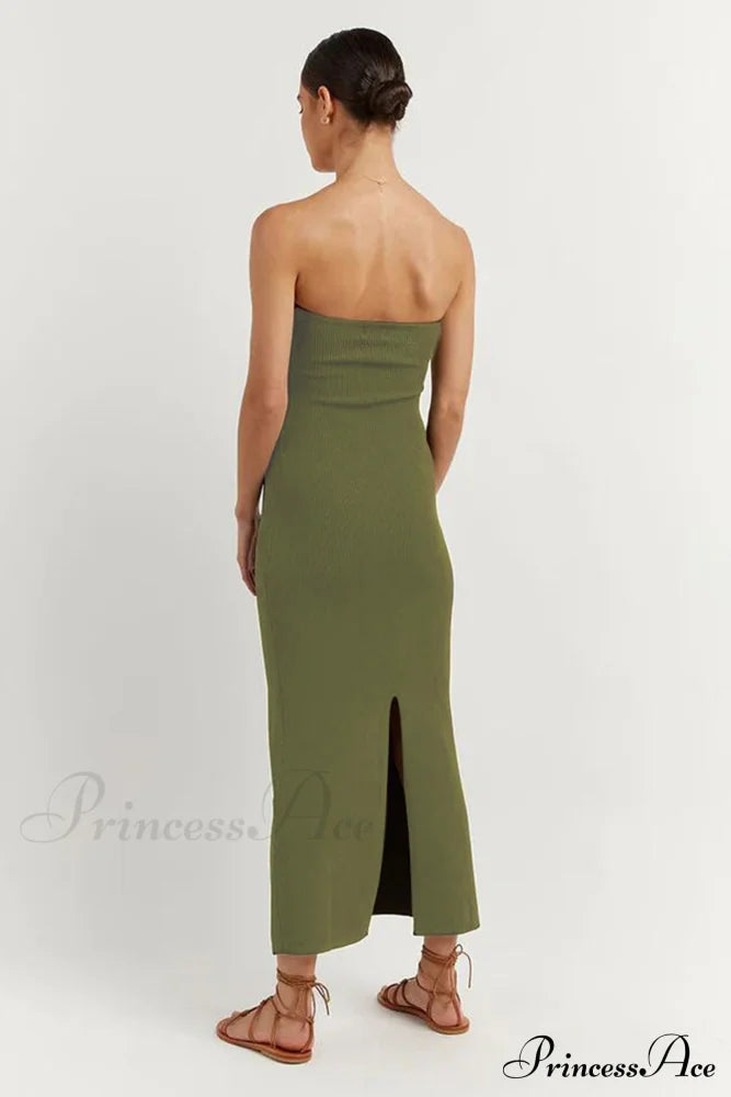 Twisted Strapless Knitted Dress Maxi Dresses