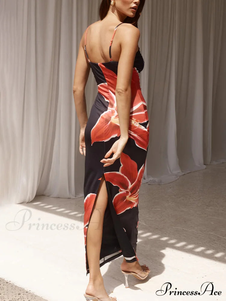 Unforgettable Abstract Floral Charming Print Maxi Dress Dresses