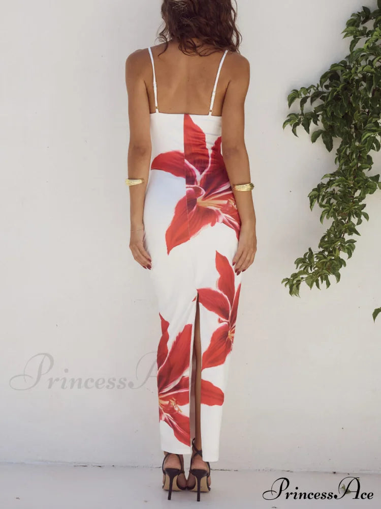 Unforgettable Abstract Floral Charming Print Maxi Dress Dresses