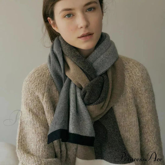 Unique Comfortable Warm Thick Cozy Elegant Stylish Modern Knitted Scarf Camel