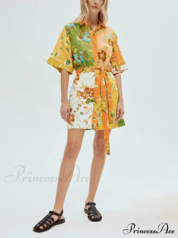 Unique Contrasting Floral Charming Print Mini Dress Dresses