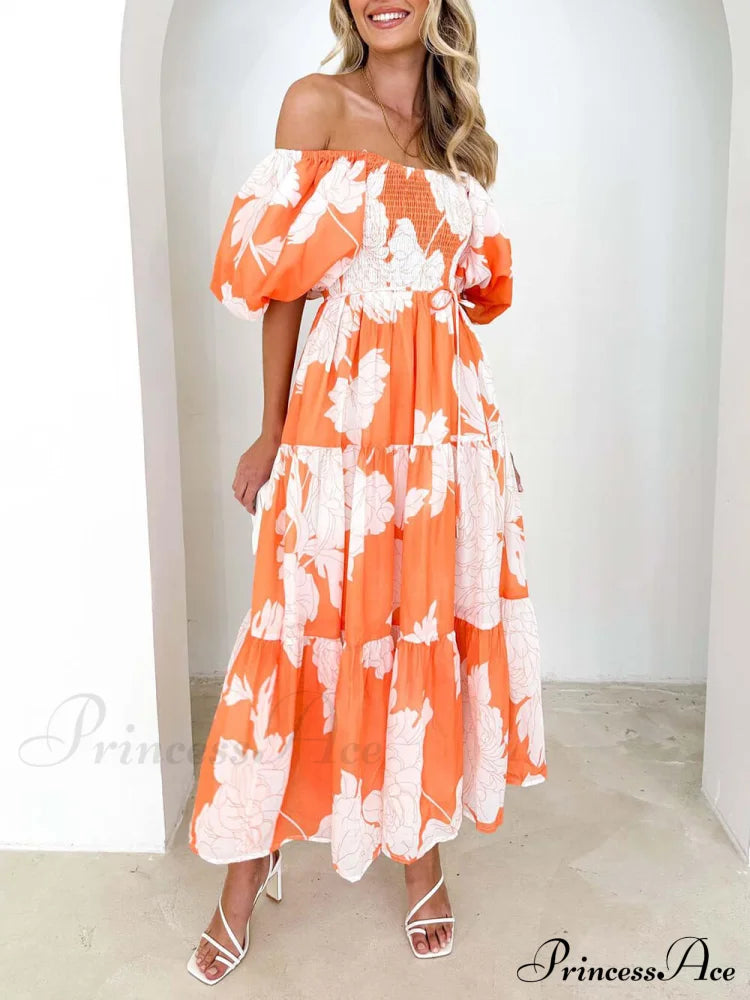 Unique Floral Print Patchwork Graceful Up Pleated Maxi Dress Dresses