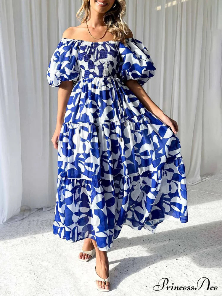 Unique Floral Print Patchwork Graceful Up Pleated Maxi Dress Dresses