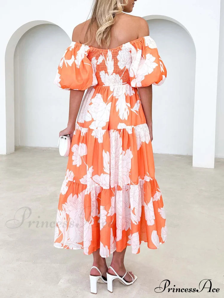 Unique Floral Print Patchwork Graceful Up Pleated Maxi Dress Dresses