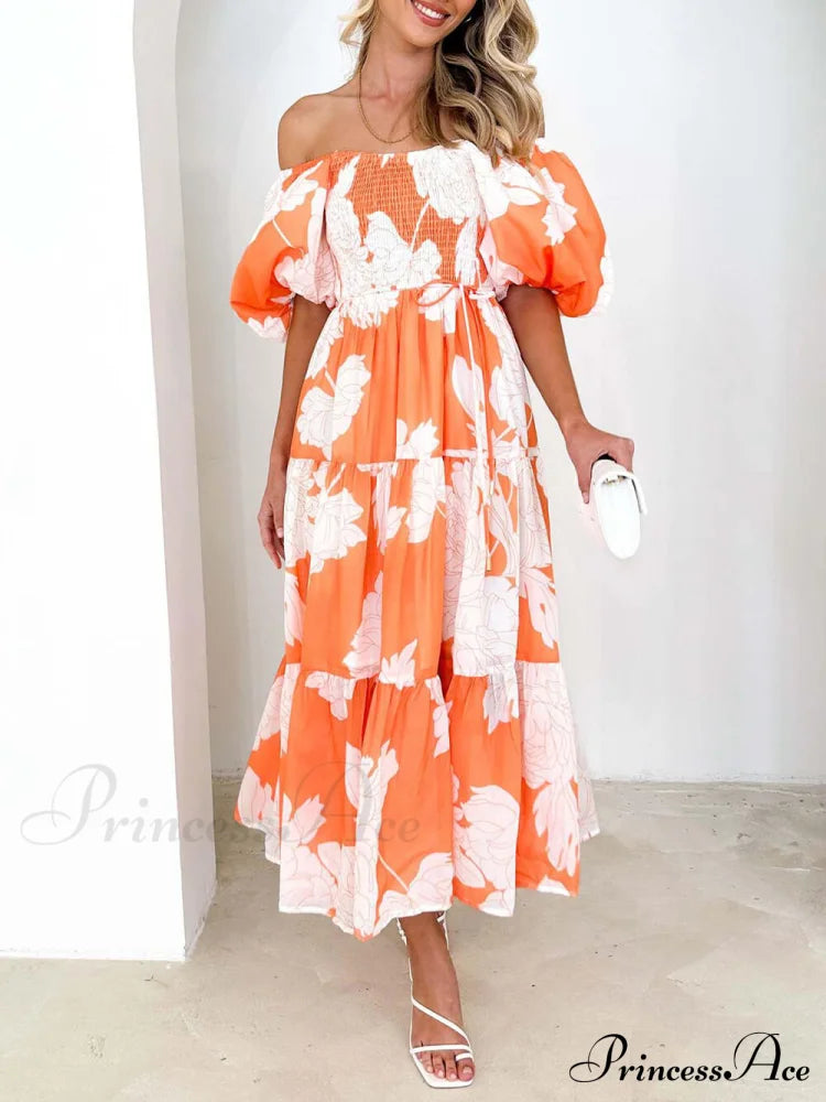 Unique Floral Print Patchwork Graceful Up Pleated Maxi Dress Dresses