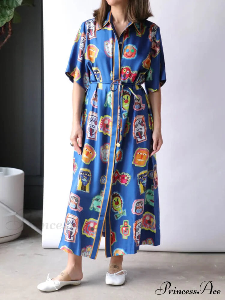 Unique Graffiti Fun Charming Print Midi Dress Dresses