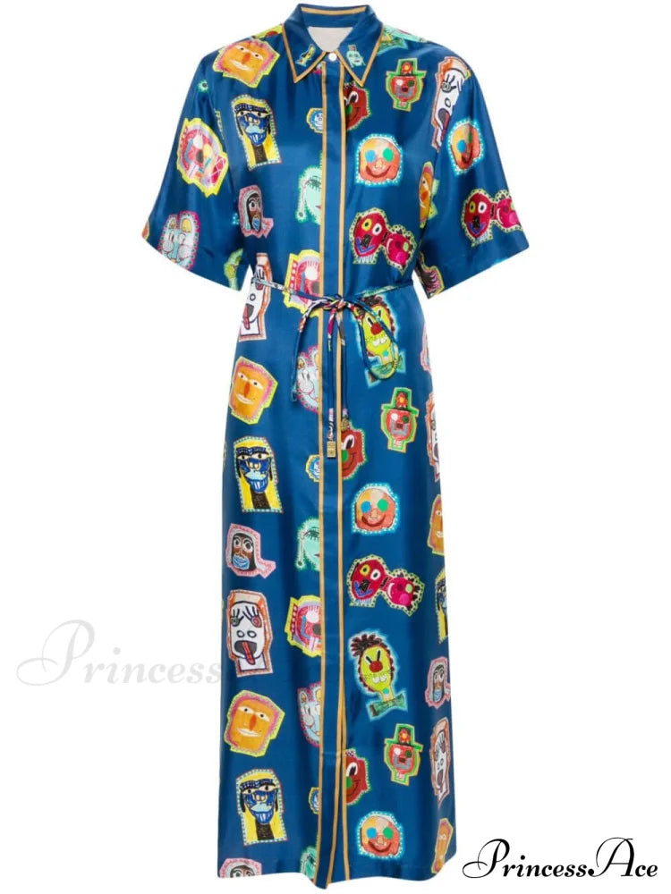 Unique Graffiti Fun Charming Print Midi Dress Dresses