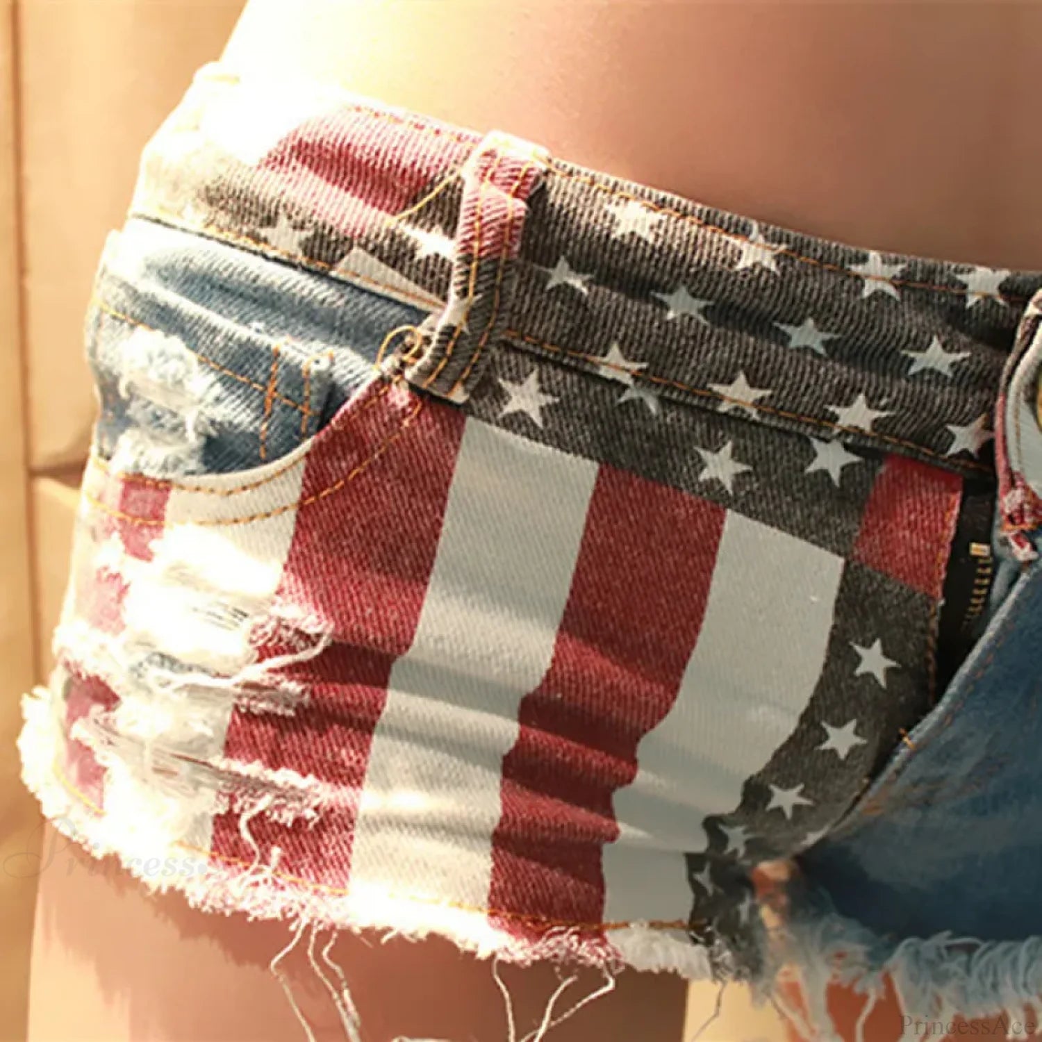 USA Flag Printed Pole Dance Short short-250223