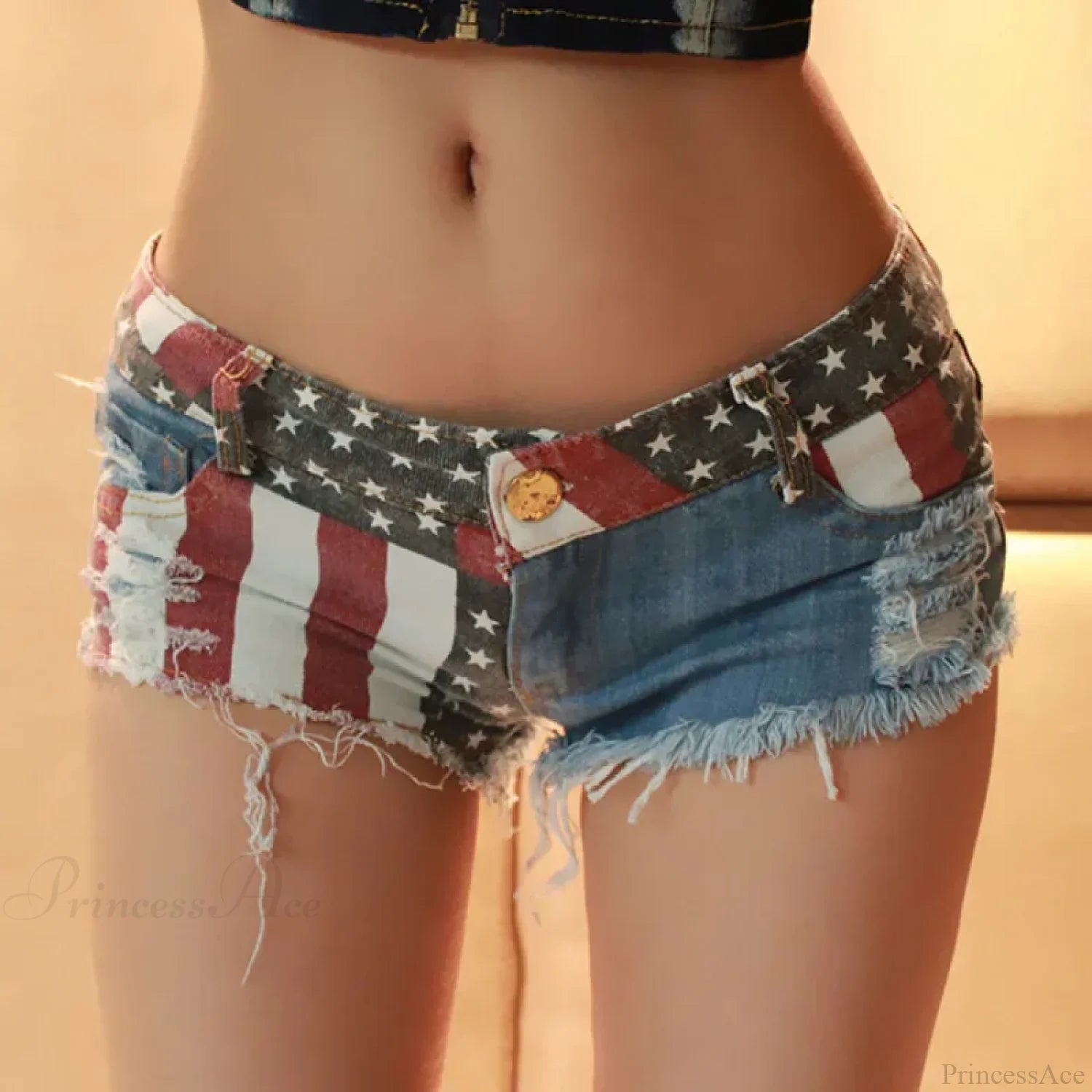 USA Flag Printed Pole Dance Short S short-250223
