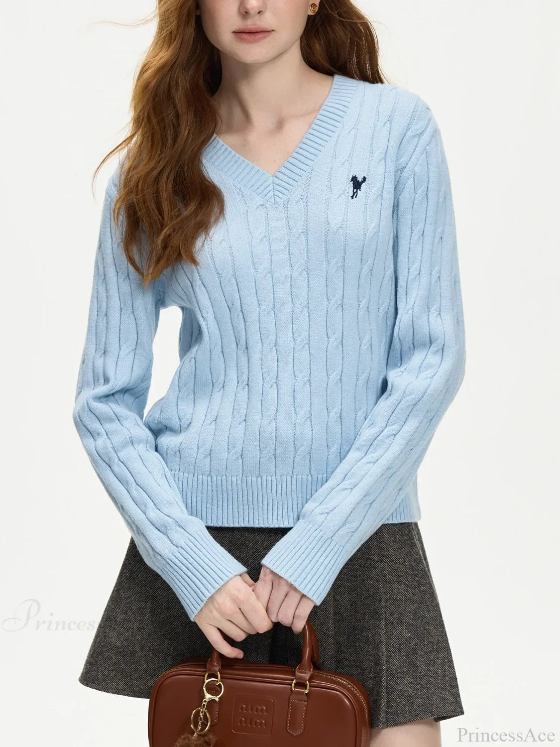 V-neck Embroidered Twisted Flower Sweater