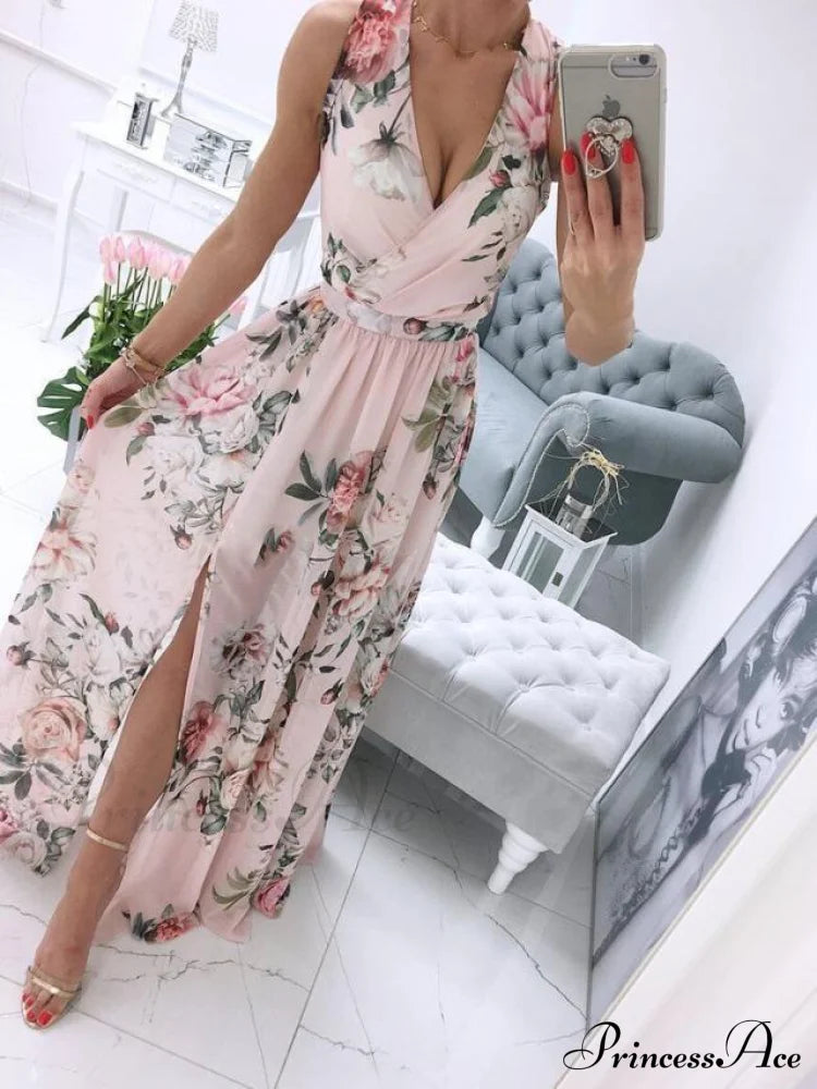 V-Neck Evening Fashion Party For Elegant - Split Gown Warm-Season With Women’s Side Clubwear