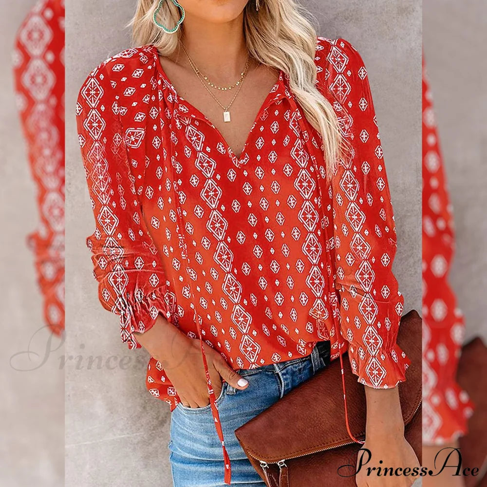 V-Neck Flowered Women’s Bohemian Dokotoo Top