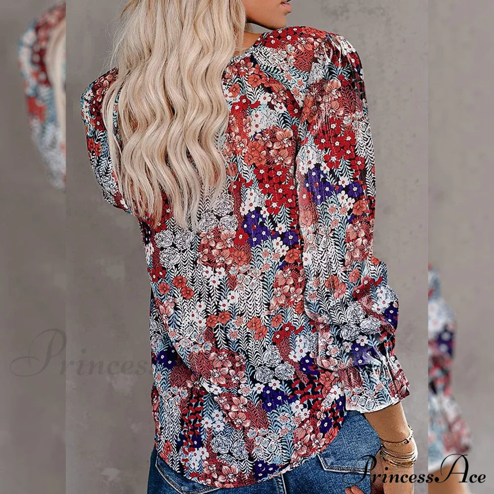 V-Neck Flowered Women’s Bohemian Dokotoo Top