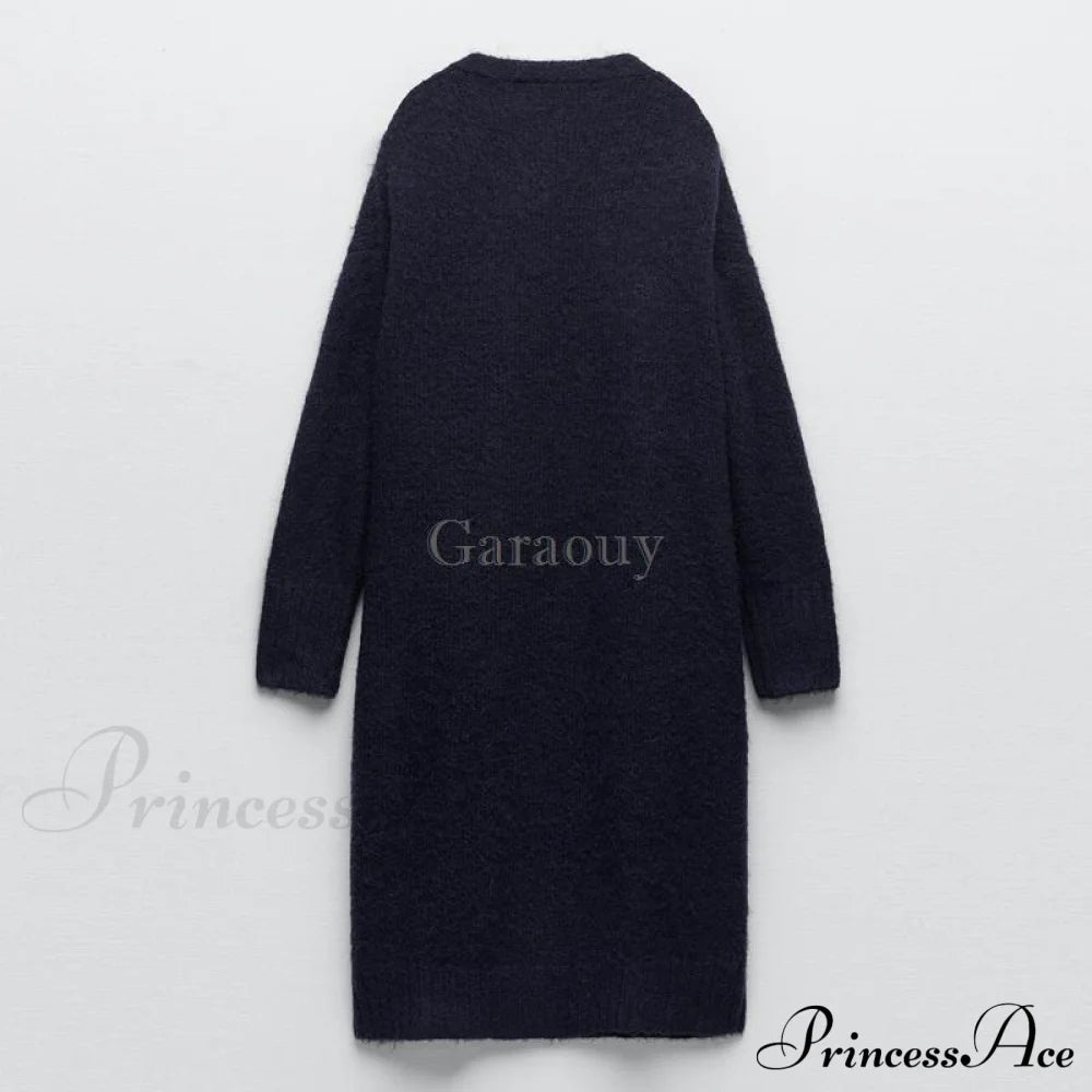 V Neck Knit Long Cardigan Coat Female Soft Sweaters