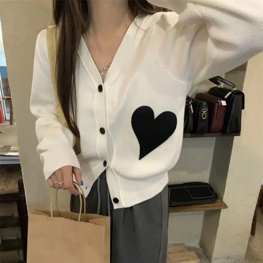 V-Neck Long Sleeve Solid Loose Sweet Knit Cardigan cardiagn-250126