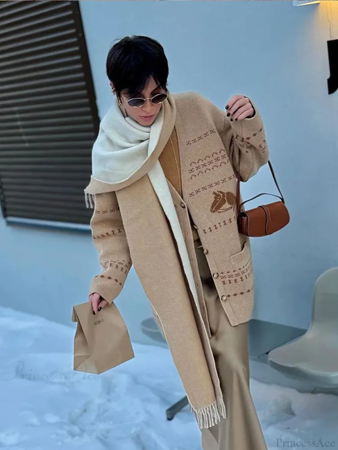 V-neck Printed Button Cardigan