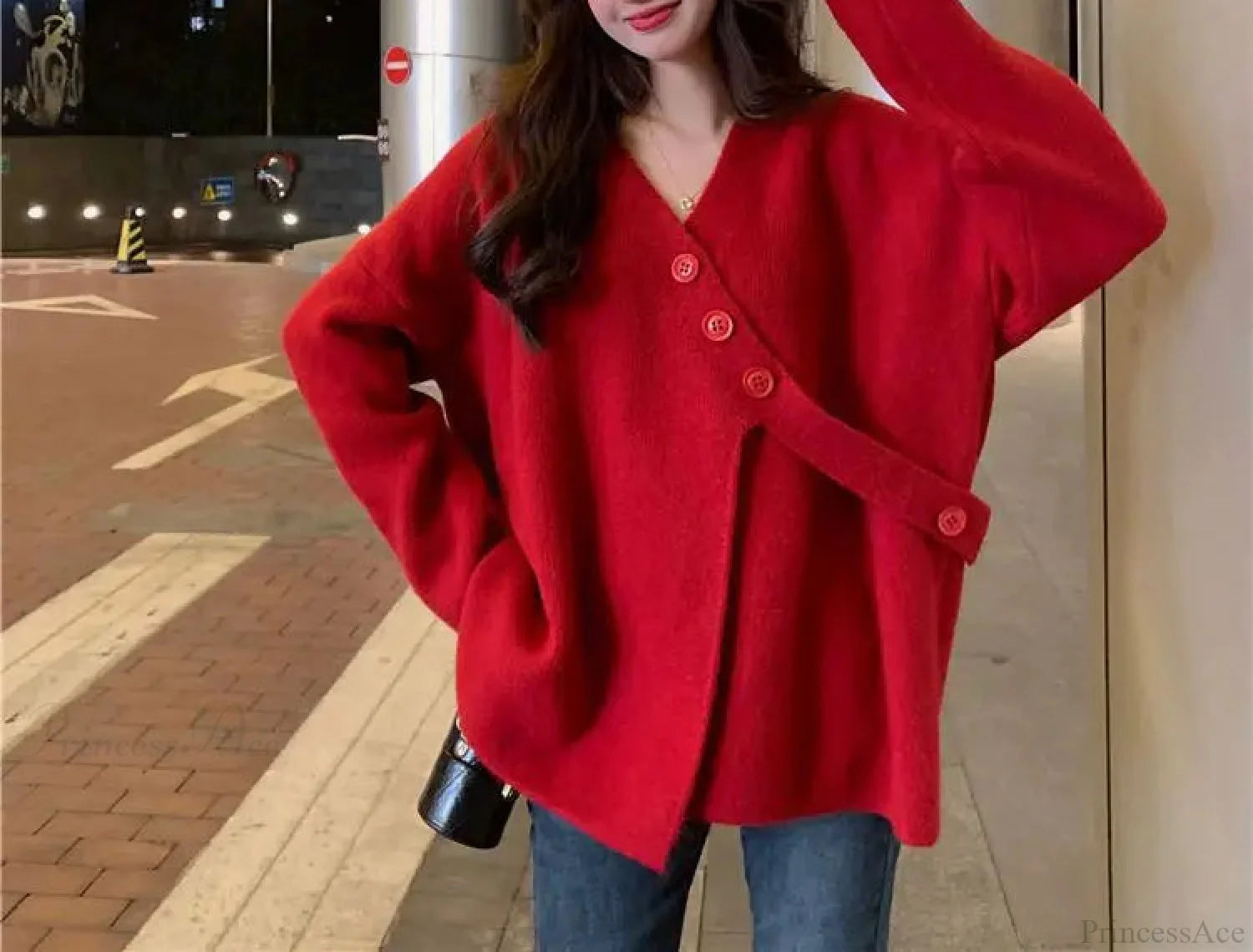 V-Neck Solid Simplicity Office Lady Autumn Knit Cardigan cardiagn-250126