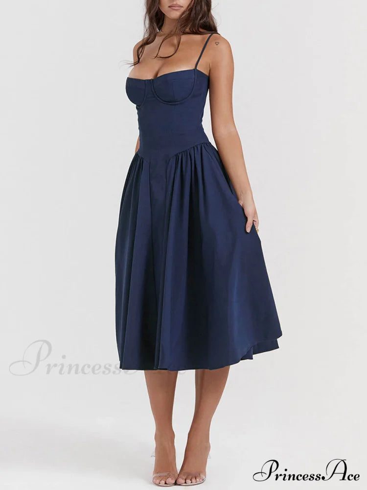 V-Neck Strapless Stylish Midi Dress Dresses