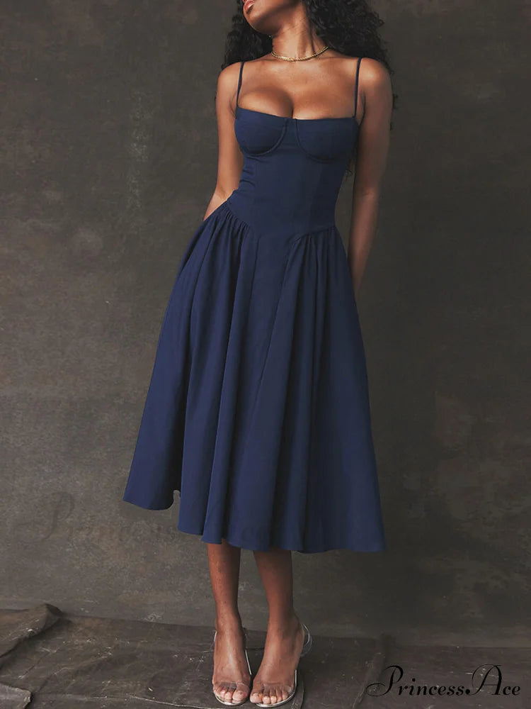 V-Neck Strapless Stylish Midi Dress Dresses