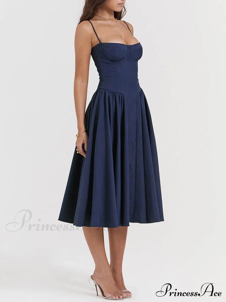 V-Neck Strapless Stylish Midi Dress Dresses