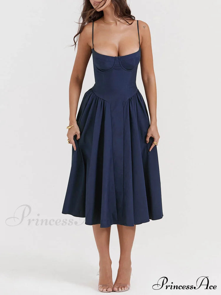 V-Neck Strapless Stylish Midi Dress Dresses