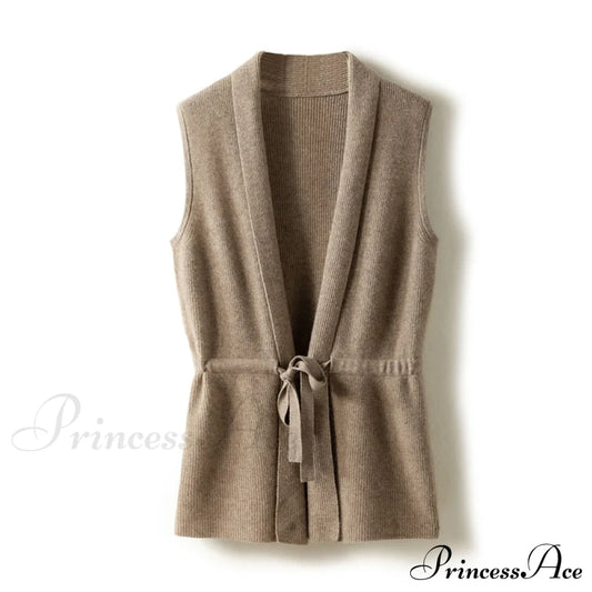 V-Neck Tie Vest Women’s Short Knit Cardigan