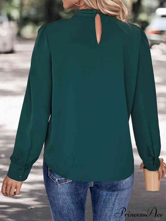 V-Neck With Long Blouse Cutout Sleeves