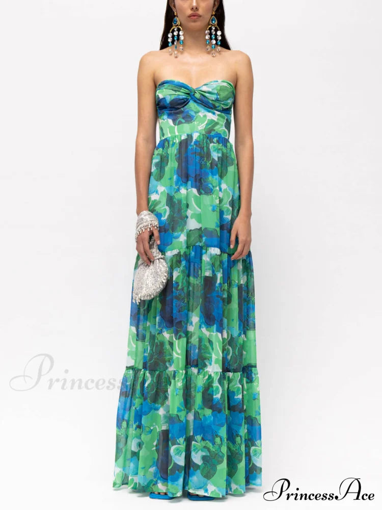 Vacation Casual Printed Charming Wrap-Around Maxi Dress Dresses