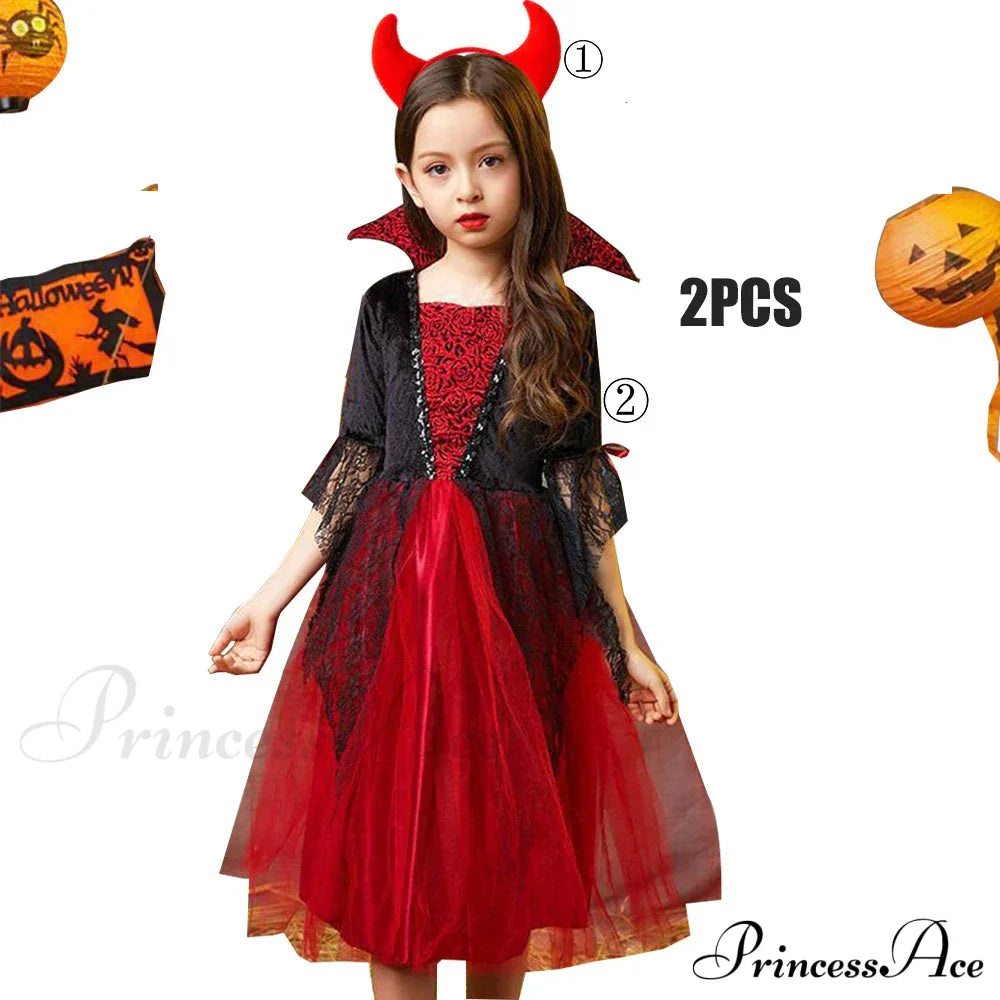 Vampire Devil Disguise Party Boys Kid Costumes 2T(100) / B Girl Set1 Halloween