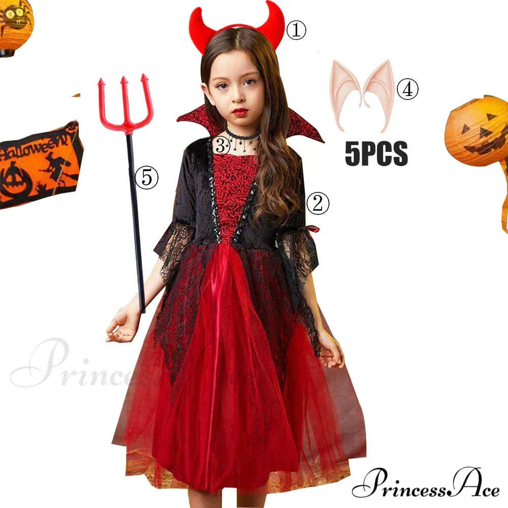 Vampire Devil Disguise Party Boys Kid Costumes 2T(100) / D Girl Set3 Halloween