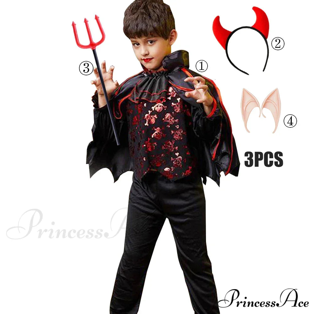 Vampire Devil Disguise Party Boys Kid Costumes 2T(100) / H Boy Set3 Halloween