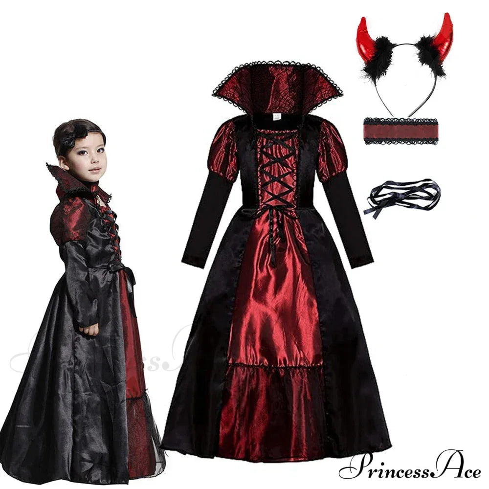 Vampire Dress Halloween Party Kid Costumes M(4-5Y) / B Set1