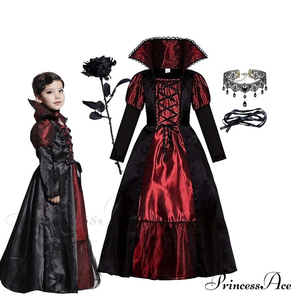 Vampire Dress Halloween Party Kid Costumes M(4-5Y) / C Set2