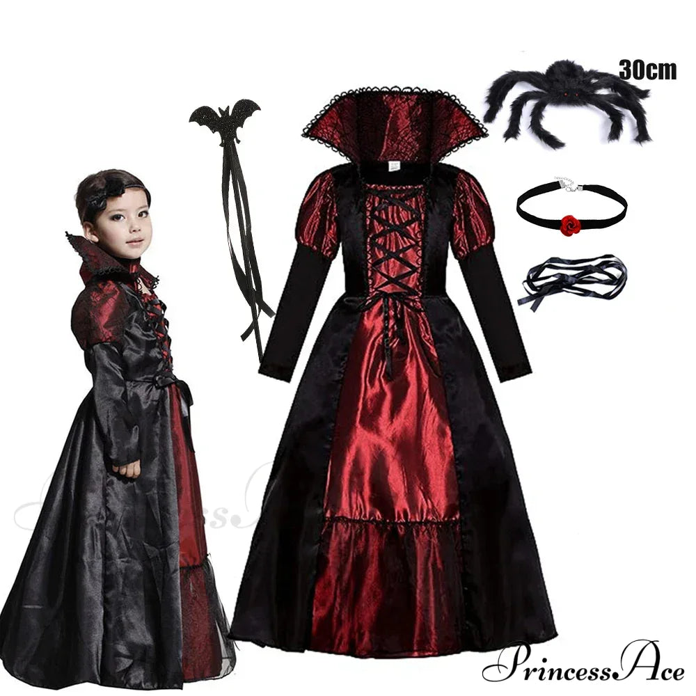 Vampire Dress Halloween Party Kid Costumes M(4-5Y) / D Set3