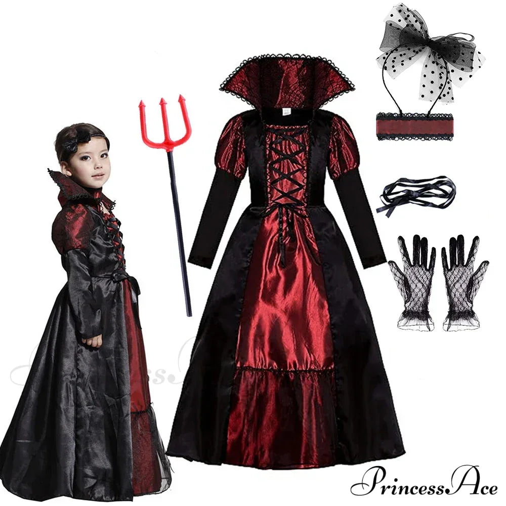 Vampire Dress Halloween Party Kid Costumes M(4-5Y) / E Set4